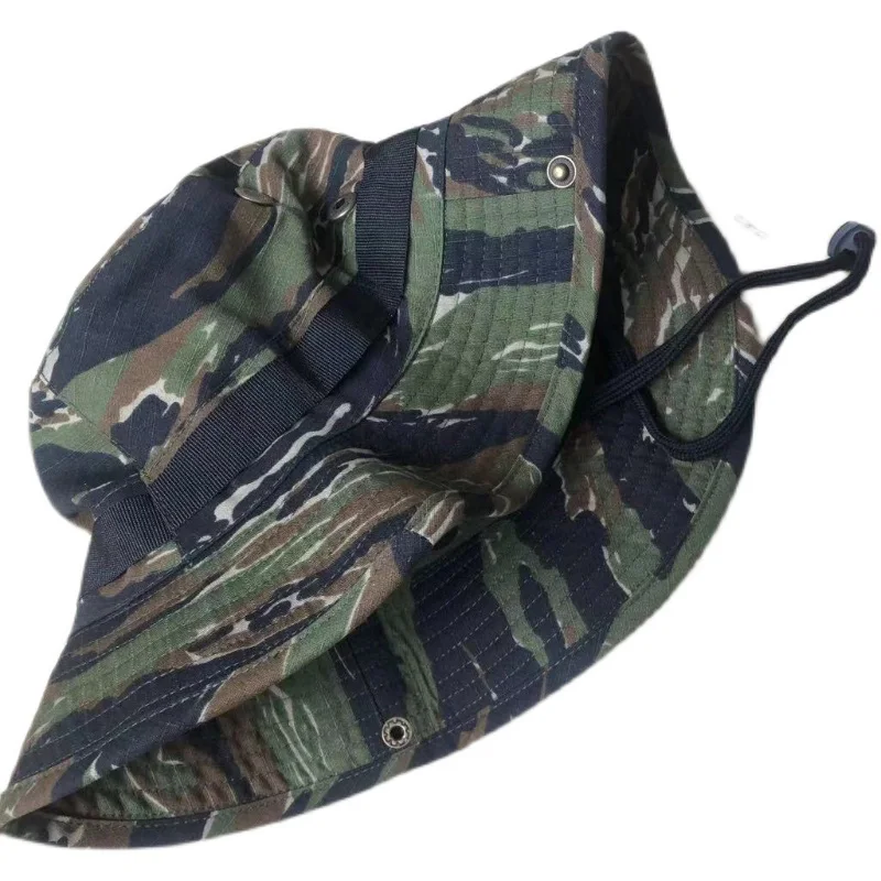 Outdoor Sports Round Brim Hat Tactical Jungle Tiger Spot A-TACS Desert Digital MCAD Camouflage Color Sunscreen