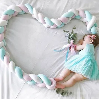 

1M Baby Handmade Nodic Knot Newborn Bed Bumper Long Knotted Braid Pillow Baby Bed Bumper Knot Crib sides Infant Room Decor