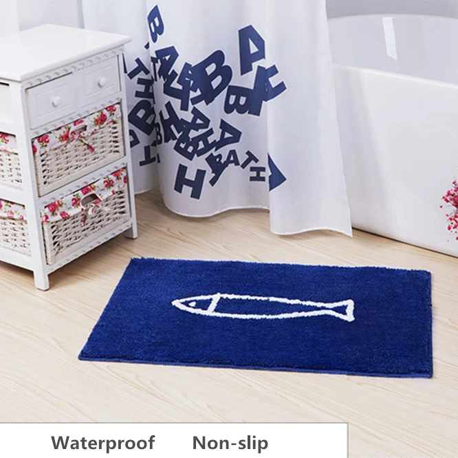 Нескользящий водонепроницаемый коврик для ванной с мультяшными рыбками, коврик для ванной комнаты, водопоглощающий ковер, ворсистый коврик для ванной комнаты, кухонный пол