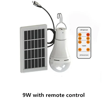 9W with remote Дистанционный светодиодный светильник на солнечной батарее, на открытом воздухе, 9 Вт, переносная лампочка, лампа, водонепроницаемая для наружного туризма/кемпинга, ужин, палатка, аварийный светильник - Испускаемый цвет: 9W with remote