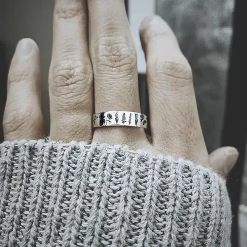 Mushroom Ring For Women & Men - Bohemian Carved Flower Design, Cubic Zirconia, Sizes 5-10