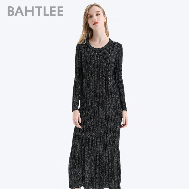 

BAHTLEE-Silver проволочное платье с блестками До Колена Для Женщин, Сексуальное платье, с длинными рукавами, с круглым вырезом, клуб для рождественской вечеринки, весна, лето
