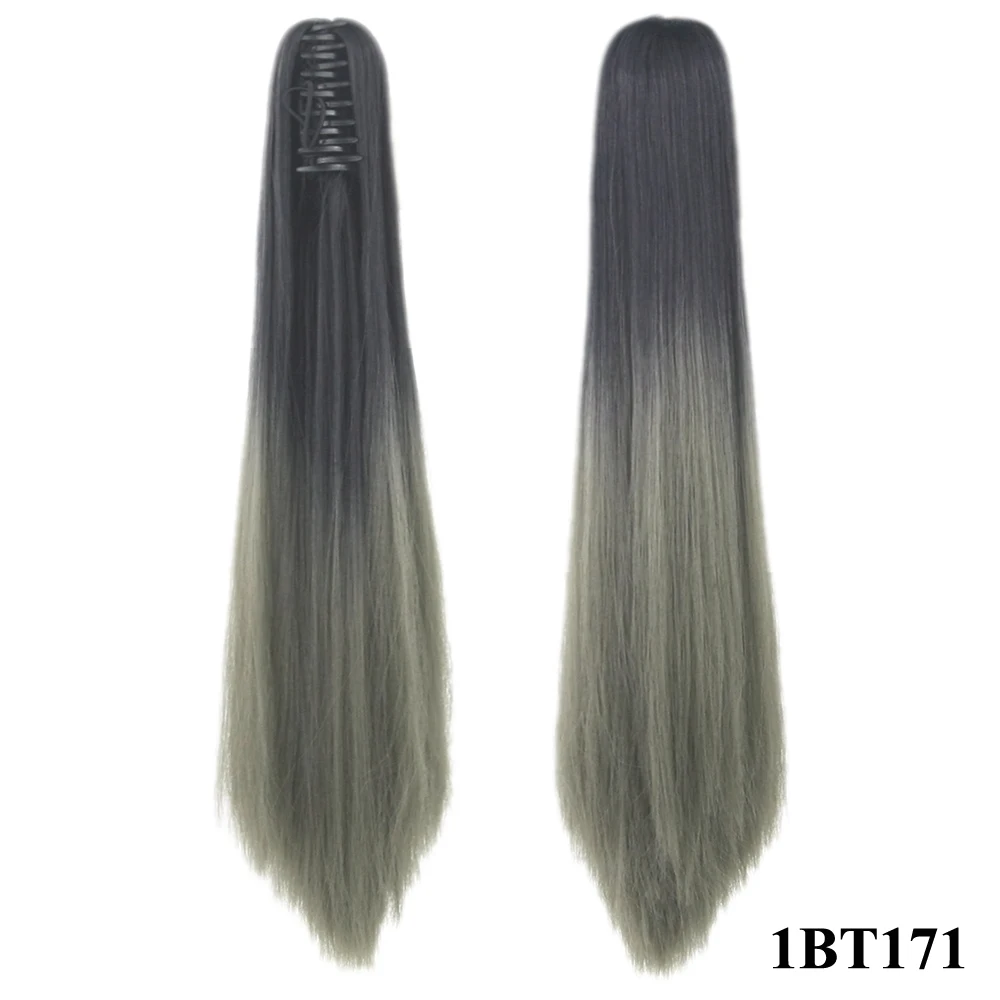 1BT171 Soowee прямые длинные накладные волосы на заколках, блонд, черный, маленький конский хвост, высокотемпературное волокно, синтетические волосы на заколках, конские хвосты - Цвет: 1BT171