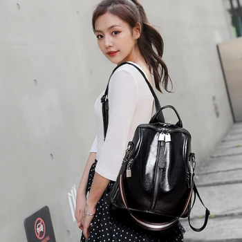 

Backpack Female Waterproof Fashion PU Leather Bagpack Women Casual Youth Shopping Bags Small Outing Black Brown