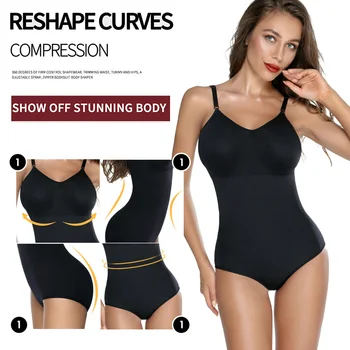 Bodysuit Shapewear Women Full Body Shaper Waist Trainer Stomach Slimming Underwear Faja Belt Tummy Control Shaper Trimmer 2