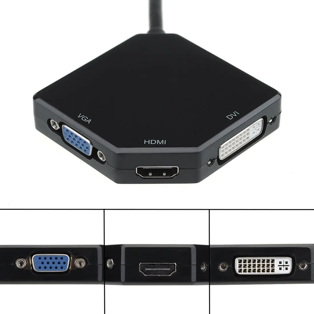 Mini Displayport DP к DVI адаптер VGA HDMI 3 в 1 для Apple MacBook Air iMac Pro черный