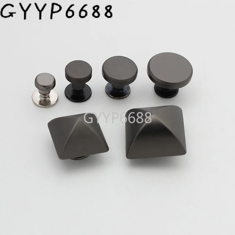 

10-30-100pcs 6 size 7*5mm 7*7mm 7*9mm 6*12mm 8*13mm 15mm polished matte gun black color rivets for woman bag decoration