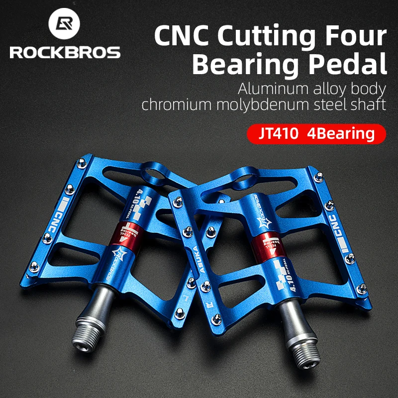 ROCKBROS Waterproof Bicycle Pedals 4 Sealed Bearings Aluminum Alloy Cycling Ultralight Cleats Platform BMX MTB Bike Accessories | Спорт и