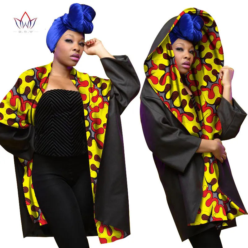 Осень Базен Riche Африканский Воск кашемир печати пальто для женщин Дашики размера плюс африканская одежда верхняя одежда WY1621