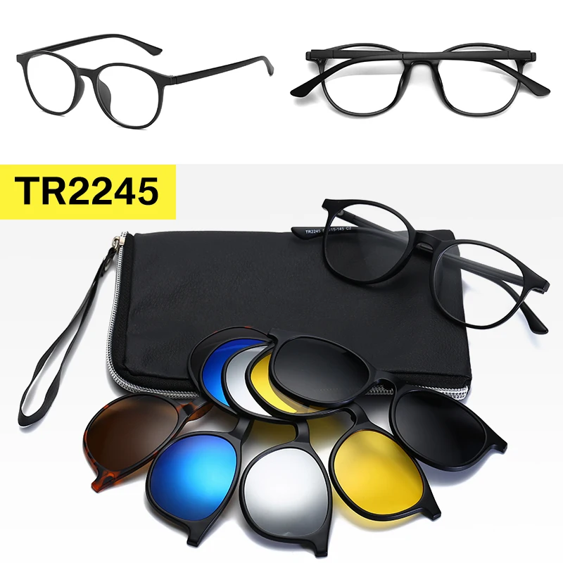 Ультра-светильник, поляризационные солнцезащитные очки на клипсах, мужские, женские, ретро очки, оправа для очков, оптические очки, оправа по рецепту, близорукость - Цвет линз: 2245