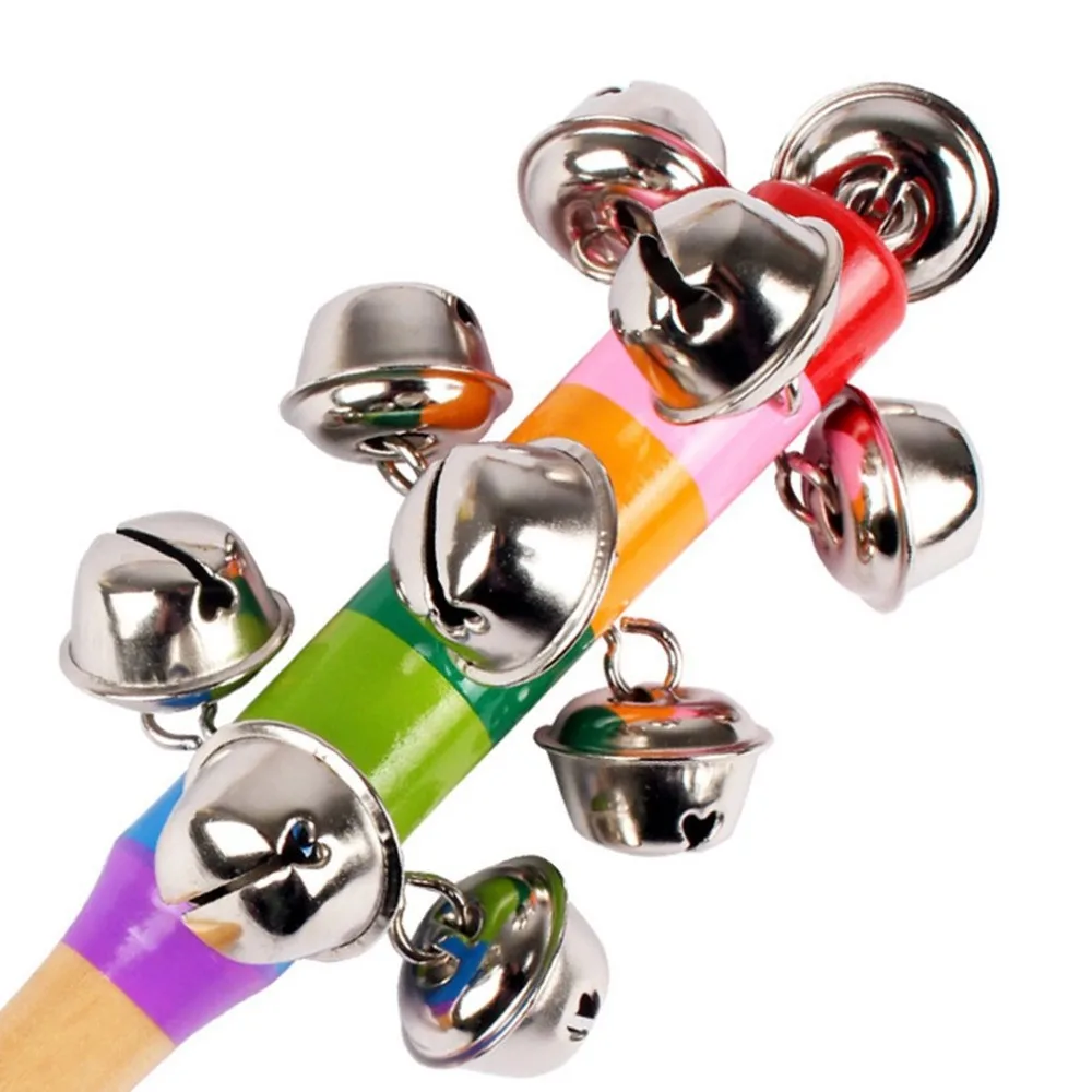 Красочная Радужная ручная палочка с колокольчиком деревянная перкуссия музыкальная игрушка для KTV Вечерние игры для детей