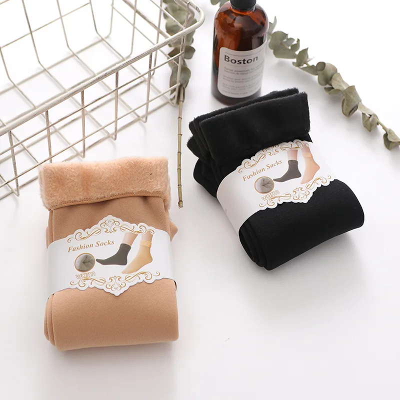 Повседневные носки для женщин, нейлон плюс бархат, уплотненные носки, одноцветные, дышащие, эластичные, женские, средней длины, теплые, зимние
