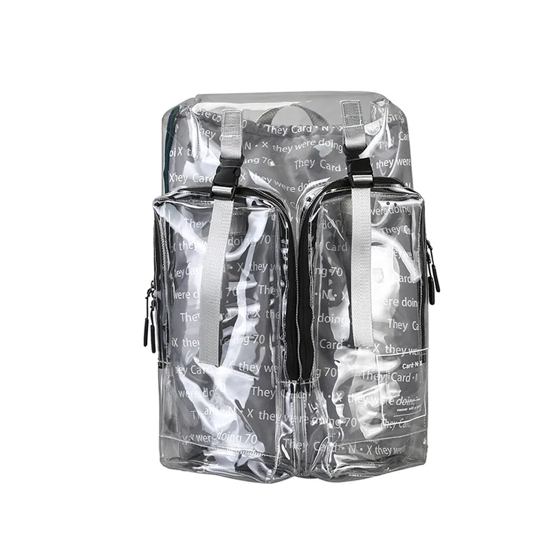 Новинка, прозрачная Большая вместительная двойная сумка на плечо, уличная дорожная трендовая Мужская и Женская Студенческая сумка - Цвет: Серебристый