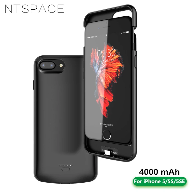 NTSPACE funda para cargador de batería de 4000mAh, carcasa portátil para iPhone 5, 5s, 5c, 5SE|Cajas de cargadores de batería| AliExpress