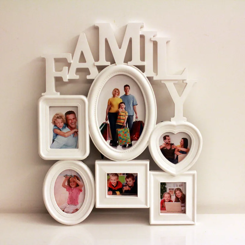 

Family Photo Frames Wall Hanging Combination 6 Pictures Holder Display Wedding Home Decor Accessories 31x38cm LBShipping New