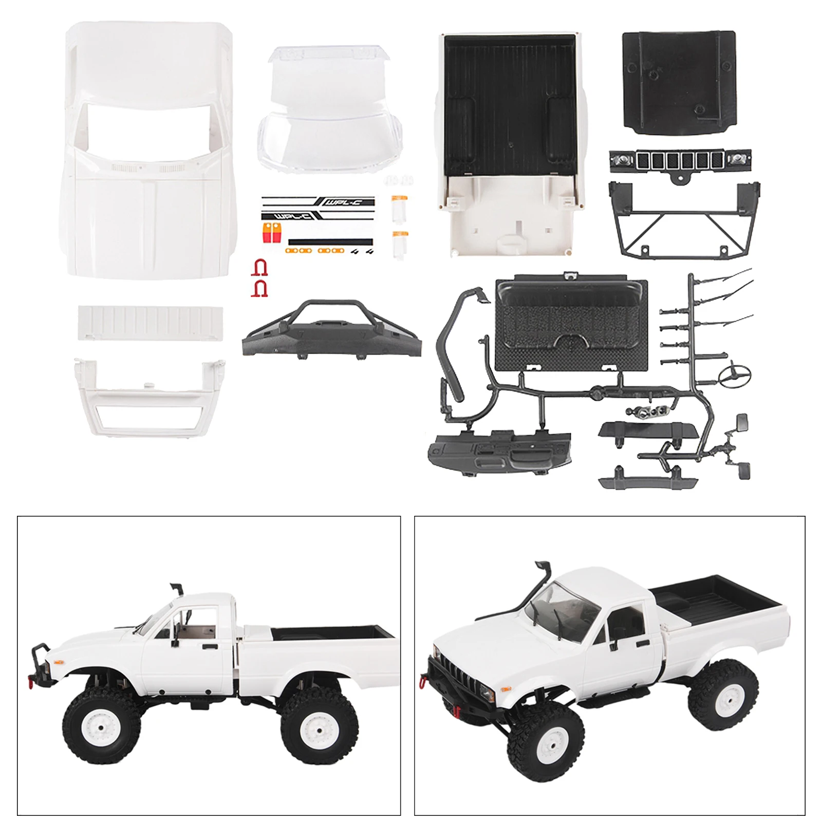 WPL 1/16 C14 C24 RC Car Hard Body Shell 190mm 7.48inch Wheelbase Accessories Durable Body Cover