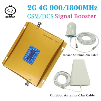 

ZQTMAX 2g 4g Repeater gsm cell phone Mobile Signal Booster lte cellular amplifier 900 1800 repeater with antenna accessories