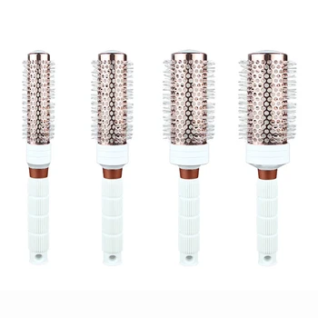 

Rose Gold Ceramic Combs Set Anti-skip Handle Thermal Ceramic Air Transfer Ionic Round Barrel Hair Brush with Boar Bristle 1480