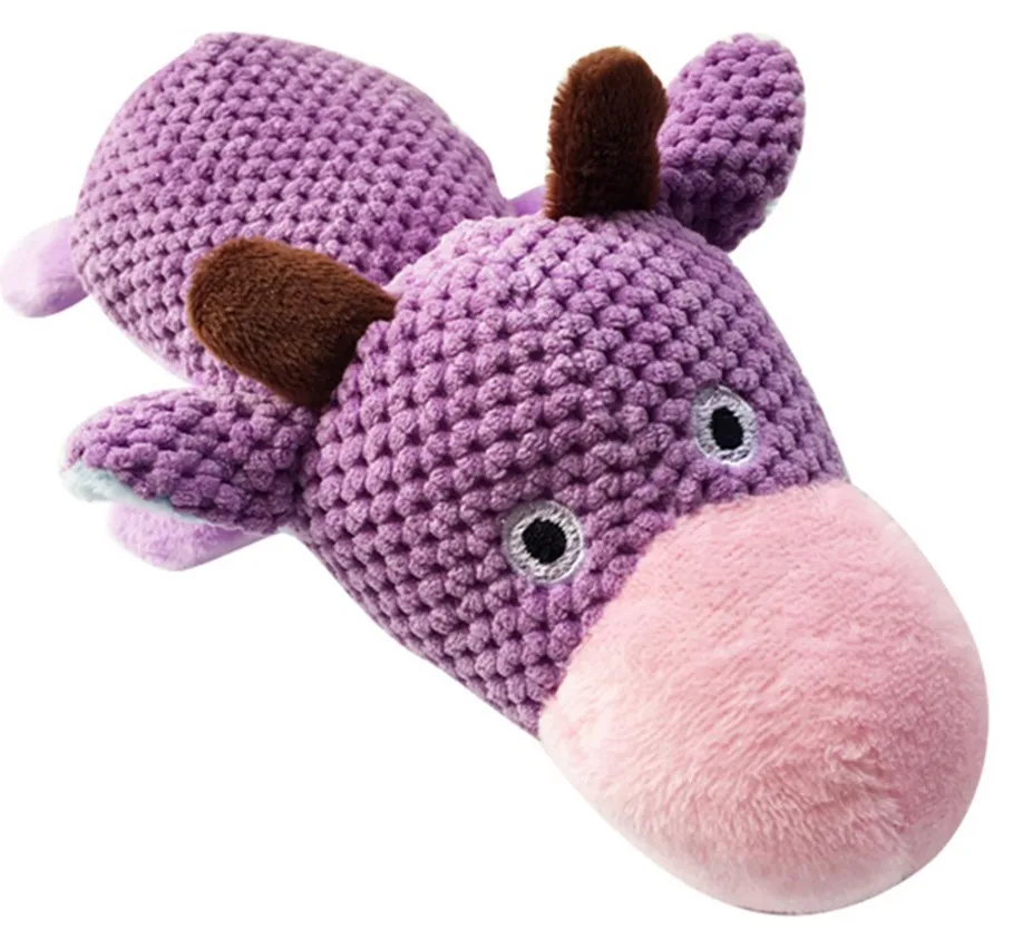 purple Милые животные, собака из мультфильма из мягкого плюша вокальная игрушка прекрасная молярная декомпрессионная игрушка продукты для кошки собаки Жевательная пищалка игрушка товар - Цвет: purple