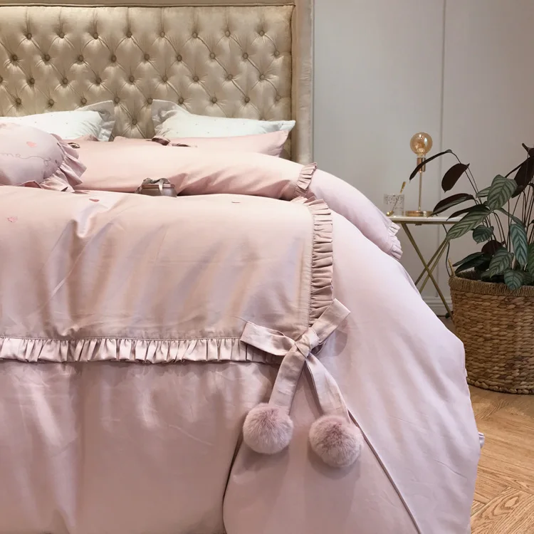 Модный комплект постельного белья для девочек 4-7 шт Домашний текстиль принцесса розовый простыня хлопок 1,8 м стеганое покрывало для кровати Лидер продаж