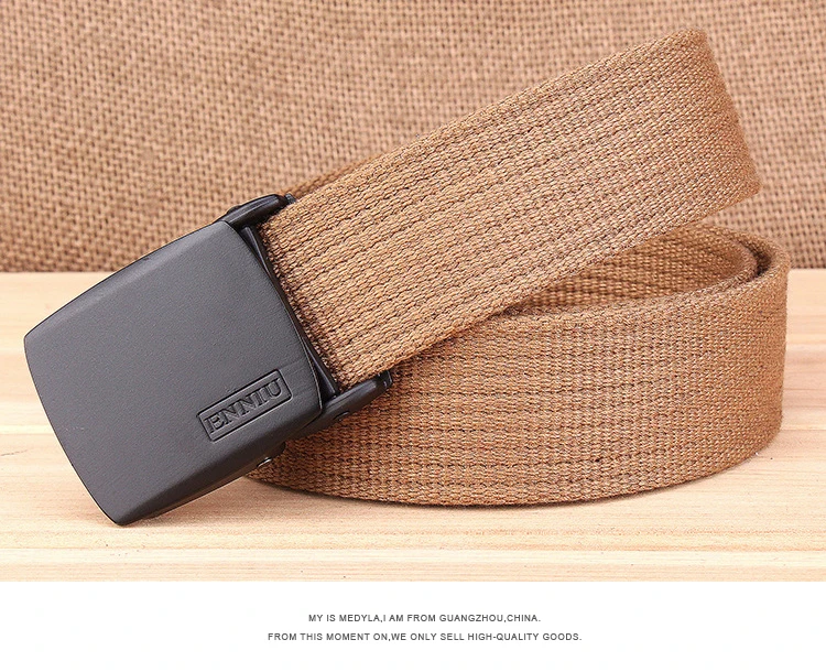 Offizielle Echte männer Leinwand Gürtel Verdickt Metall Schnalle Freizeit Outdoor Gürtel Weiche Echt Nylon Sport Zubehör BLL012 – Detail 2