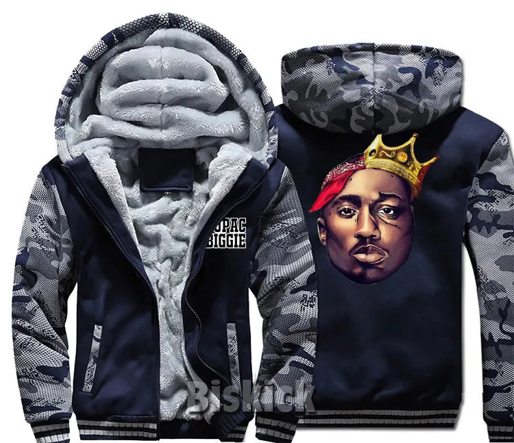 Новая мода для мужчин wo Мужская теплая Толстая куртка зимняя теплая tupac biggie хипстер уличная бархатная Толстовка Топ толстовки - Цвет: style 1