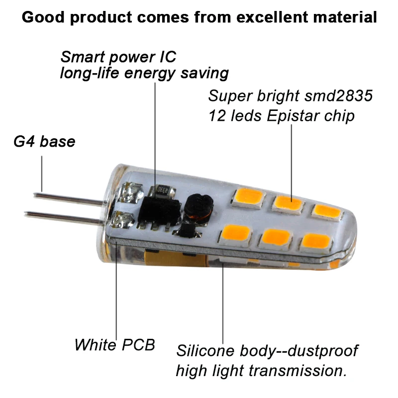 4X G4 led 12 v Прожектор супер 2,5 W силиконовая кукурузная лампа Ac Dc 12 v Вольт smd 2835 12 Светодиодная люстра Замена галогеновым лампам освещения