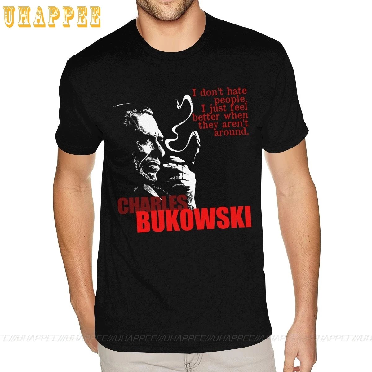 Мужская рубашка большого размера Charles Bukowski персонализированная черная футболка