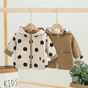 

Spring Infant Baby Girls Boys Windbreaker Casual Zipper Kids Jacket Coat Two Side Wear Jacket Hooded Autumn Children Clothes