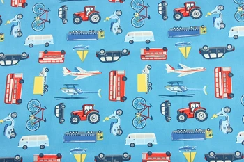 

50*110cm Cotton Canvas Cartoon Car Printing Fabric Sewing Material Quilting Patchwork Needlework DIY Handmade Cloth Dress