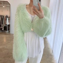 

Long Sleeve Women's Knit Cardigan Sweater One Button Loose Knit Sweater Casual Sweater Spring and Autumn Solid Knitted Short Top