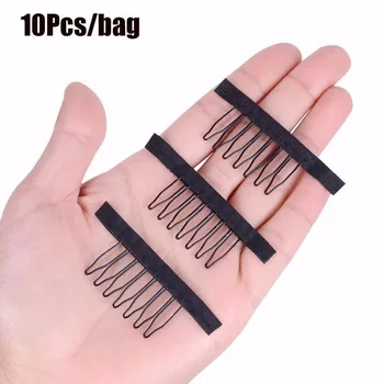

10Pcs Black Best Clips For Hair Extensions Stainless Steel Wig Combs For Wig Caps Cheap Clips Wig Factory Supply Wig Caps Clip