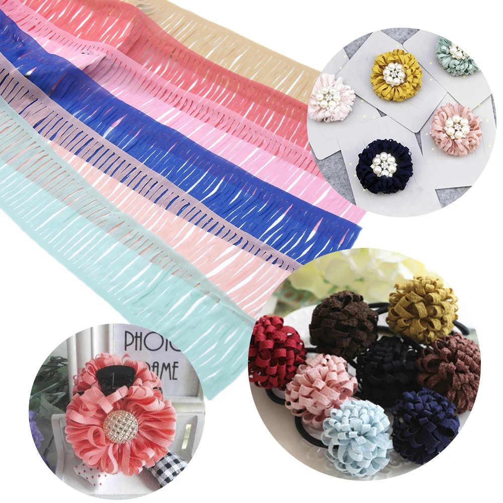 

New 6x100cm/lot Chiffon Ribbon with Hallow Fabric for Decoration Party Gift Wrapping DIY Flower Making,1Yc7621