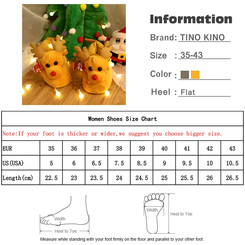 TINO KINO/женские зимние рождественские тапочки; теплая женская обувь принты животных; мех; плюш; Хлопок; удобная модная женская обувь