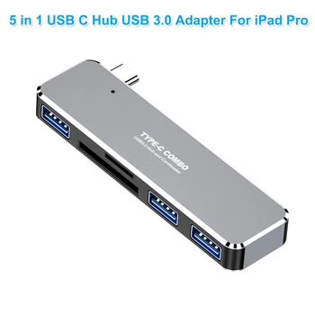 

5 In 1 Plug And Play Type-C Hub Multifunctional Computer OTG Aluminum Alloy Splitter USB3.0 C Hub Accessories For IPad Pro