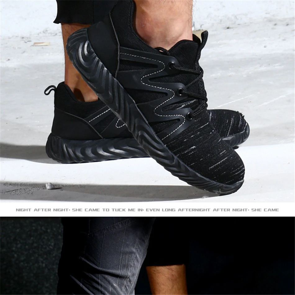 Outdoor Breathable Fly-knit Work Shoes; Non-slip Deodorant Men's Boots; Anti-smashing Anti-piercing Indestructible Safety Shoes