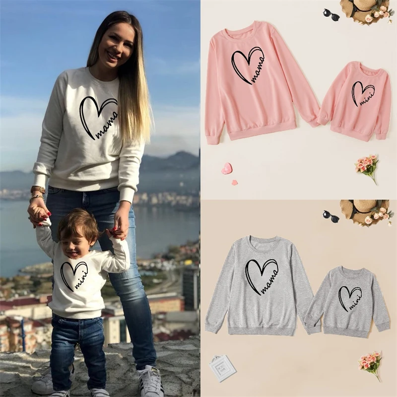 Свитеры Love Осенние свитеры для мамы и дочки одинаковый комплект семьи ребенка