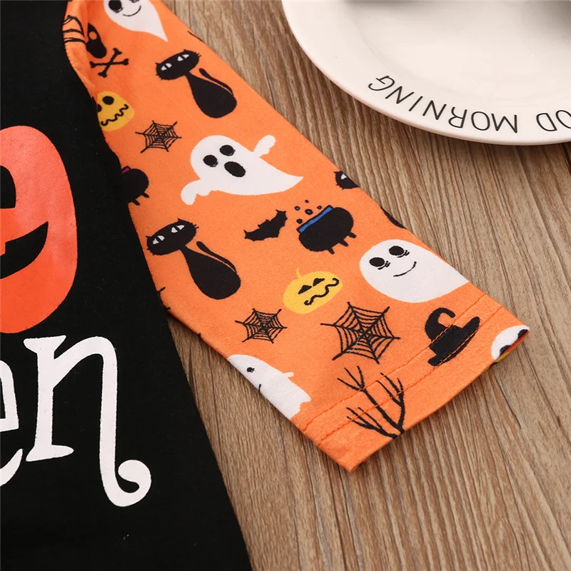 2020 Autumn Newborn Baby Boys Girls Ghost My 1st Halloween Pumpkin Letter Print Long Sleeve Hoodie Romper Jumpsuits Costume