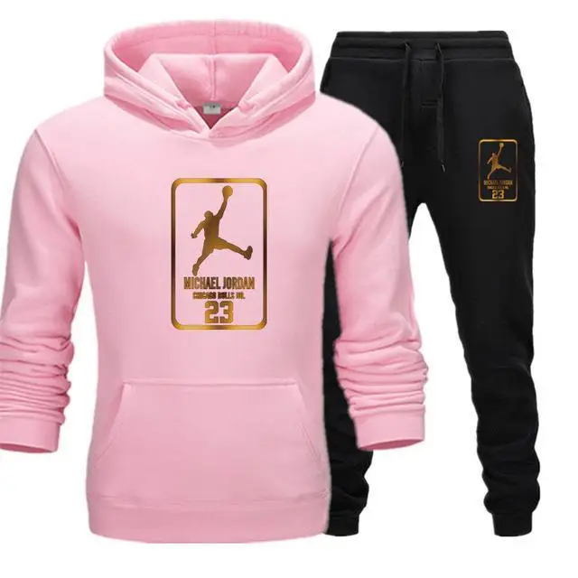 Новинка брендовая Новая мода JORDAN 23 Мужская спортивная одежда с принтом мужские толстовки пуловер хип-хоп мужской спортивный костюм толстовки Одежда - Цвет: Pink black241-242