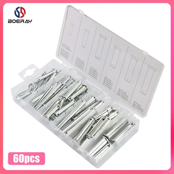 

60pcs Clevis Pins Assortment with Hole Positioning Pins Kit with Flat Head Cylindrical Pin Kits Carbon Steel Bolt Pin Set