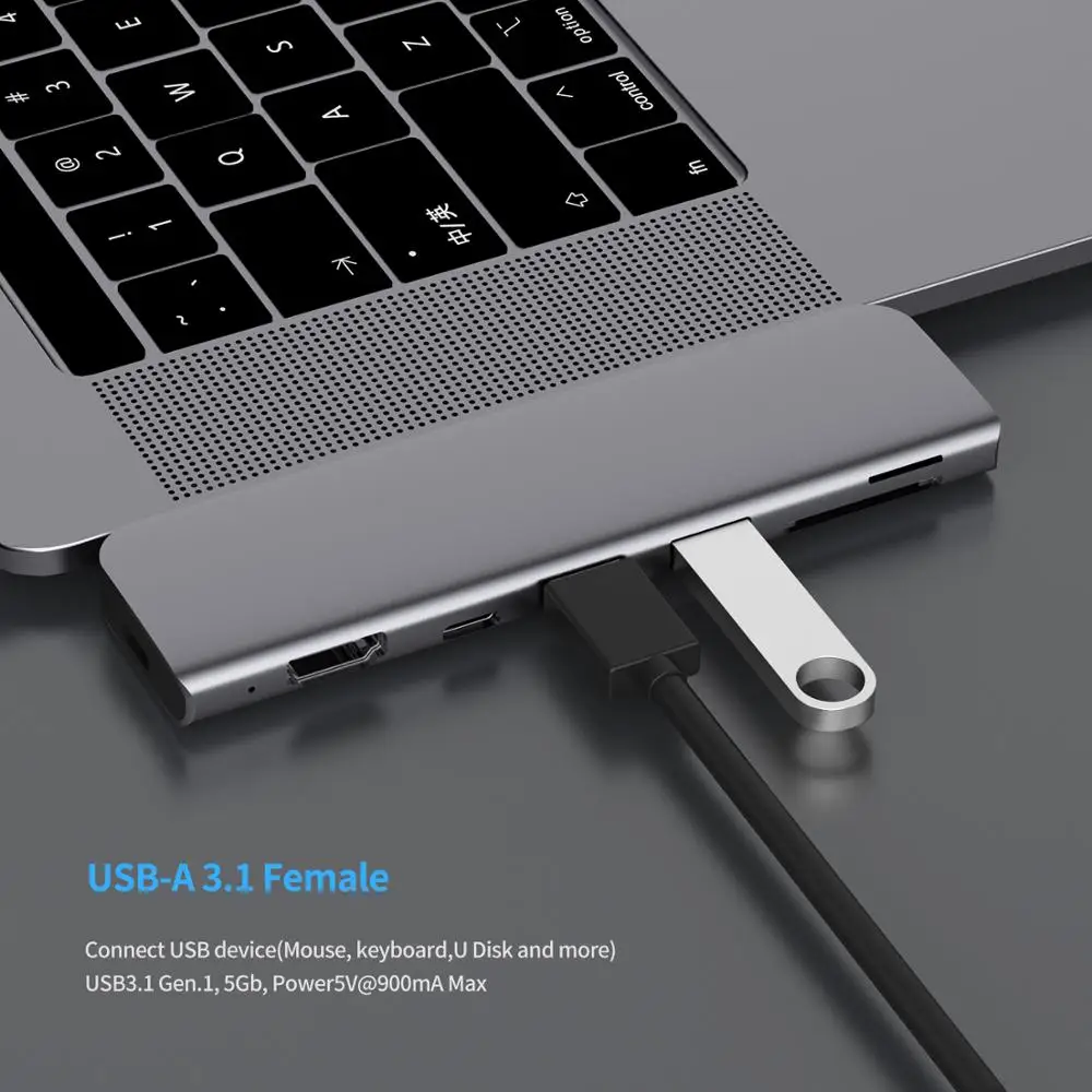 USB 3,1 type-C концентратор к HDMI адаптер 4K Thunderbolt 3 USB C концентратор с концентратором 3,0 TF sd-ридер слот PD для MacBook Pro/Air /