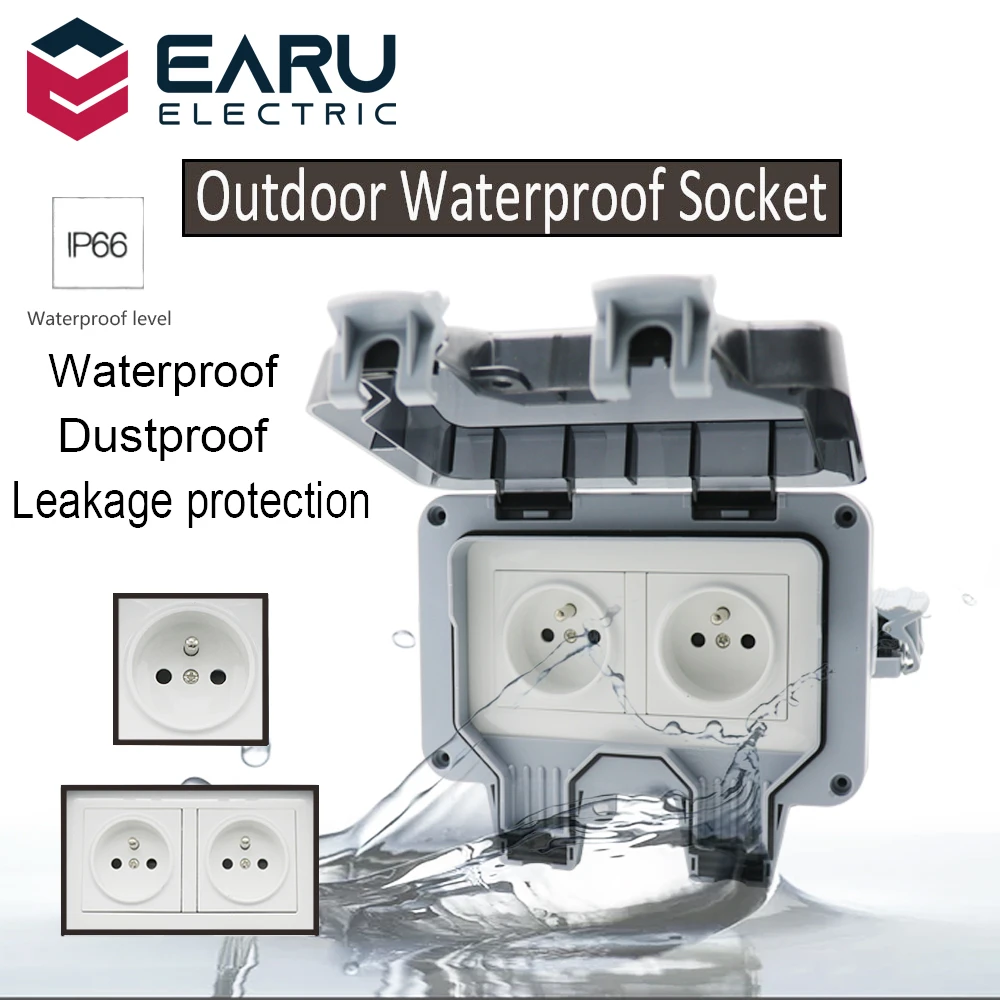 1pc Outside Sockets Waterproof Single Socket Electrical Double Weatherproof Outdoor Switched Power Socket Switched Power Socket IP66 Switched Socket Covers