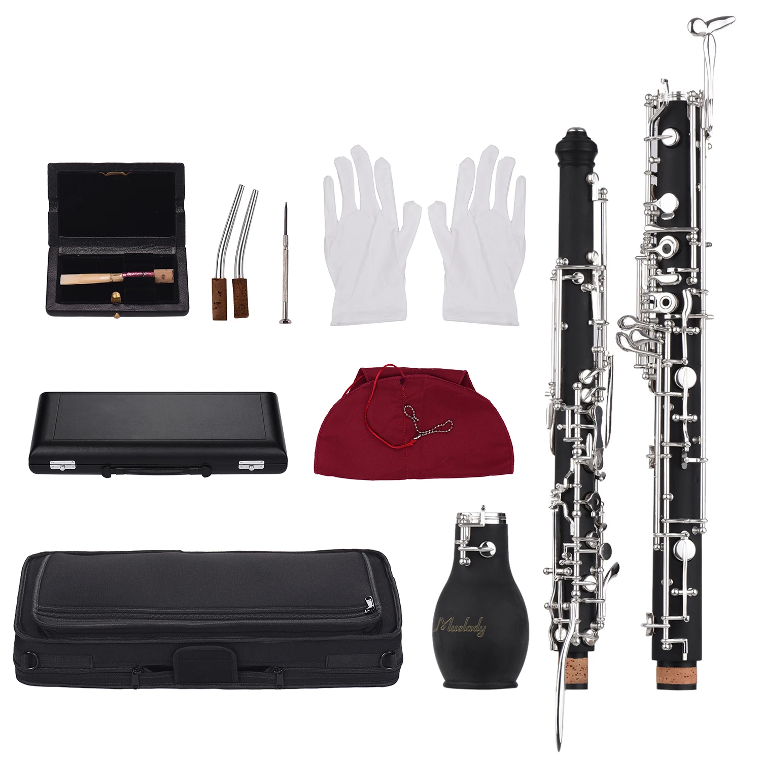 Muslady профессиональный английский Рог Alto oboe F ключ синтетический деревянный корпус посеребренные ключи деревянный духовой инструмент с тростниковыми перчатками