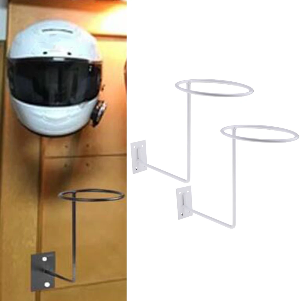 2x White Steel Helmet Holder Jacket Hanger Wall Mounted Multifunctional Rack  Motorcycle Accessories