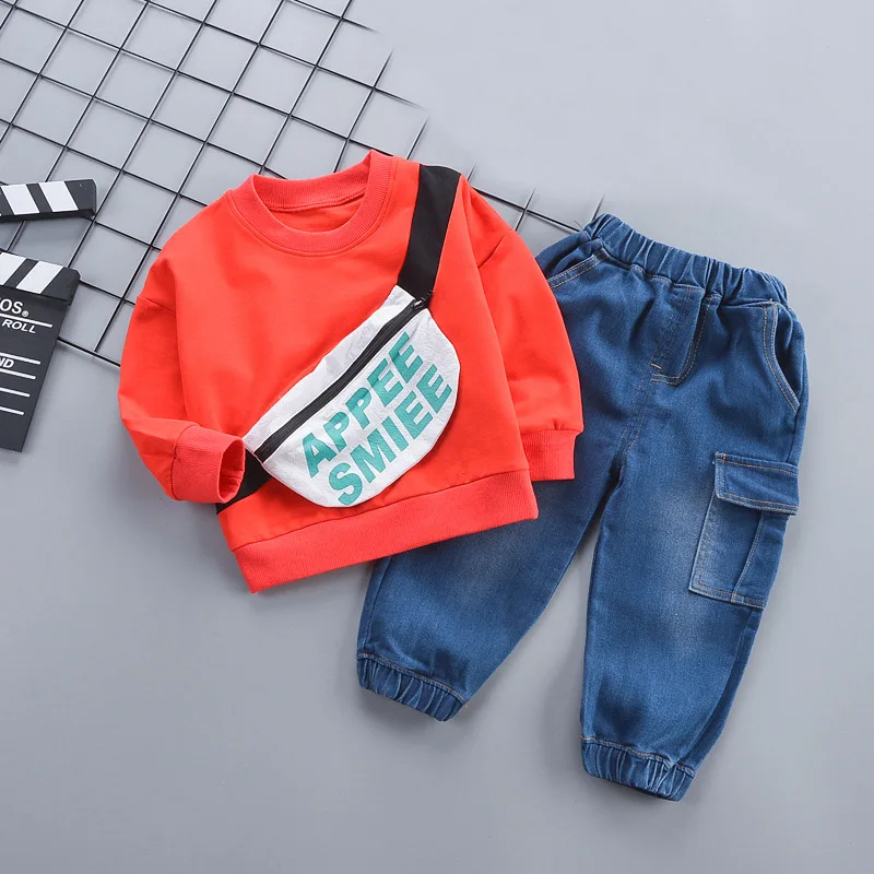 Одежда для новорожденных г. Осенне-зимние комплекты одежды для маленьких мальчиков, футболка+ штаны Повседневный Спортивный костюм из 2 предметов для маленьких мальчиков Одежда для младенцев - Цвет: Red