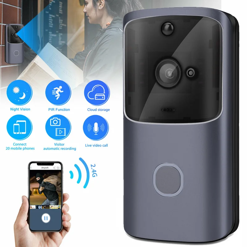 

Video Doorbell with Ding-Dong 720P HD Intercom Visual Ring Camera Home Security Video Door Phone Smart Wifi Doorbell
