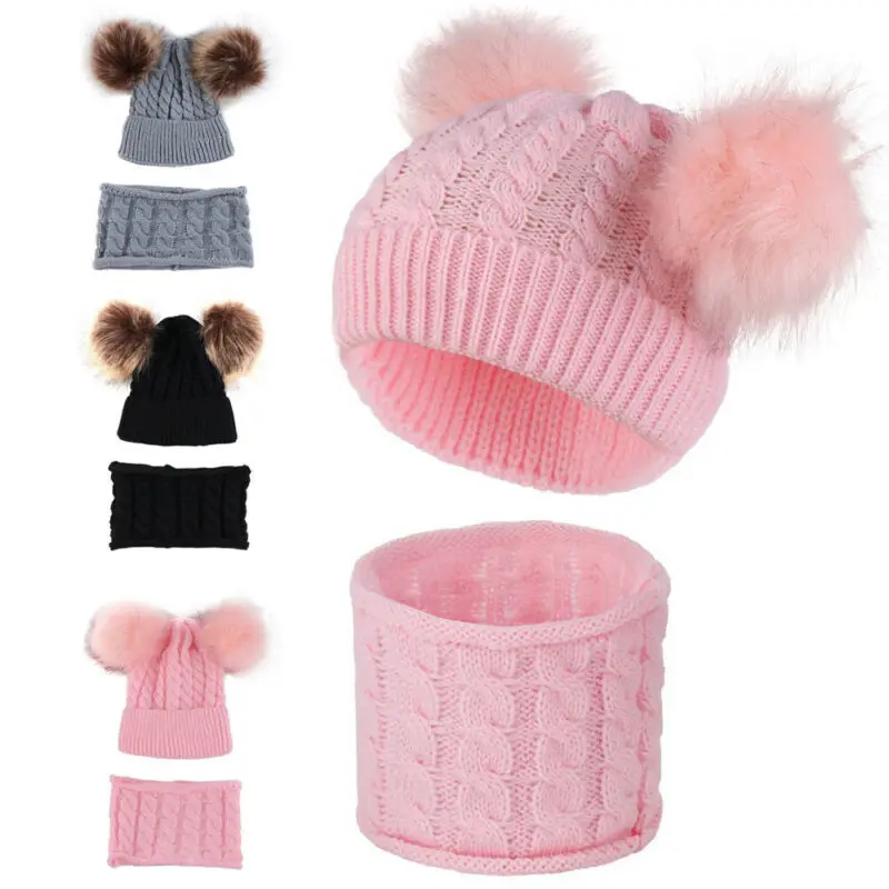 Комплект из 2 предметов: шапка и шарф для маленьких мальчиков и девочек; шапка и шарф для малышей; Вязаная хлопковая шапка и шарф