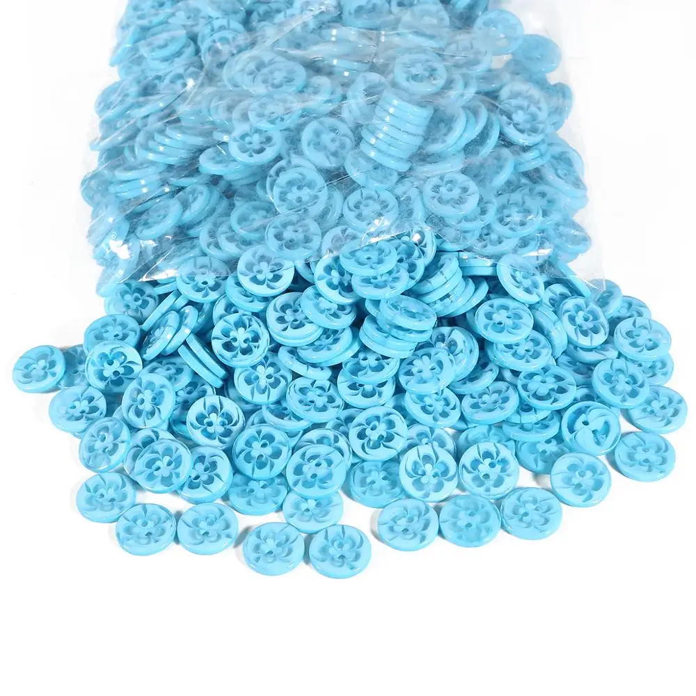 Turquoise 100 шт./лот 14x2 мм кнопки из смолы цветные прозрачные пуговицы в форме цветов для рукоделия швейная одежда аксессуары для одежды - Цвет: Turquoise