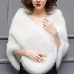 Bealegantom 2021 Stock Cheap Long Warm Bolero Bridal Cape Winter Fur Women Jacket Bridal Cloaks Party Wedding Coat QA1657