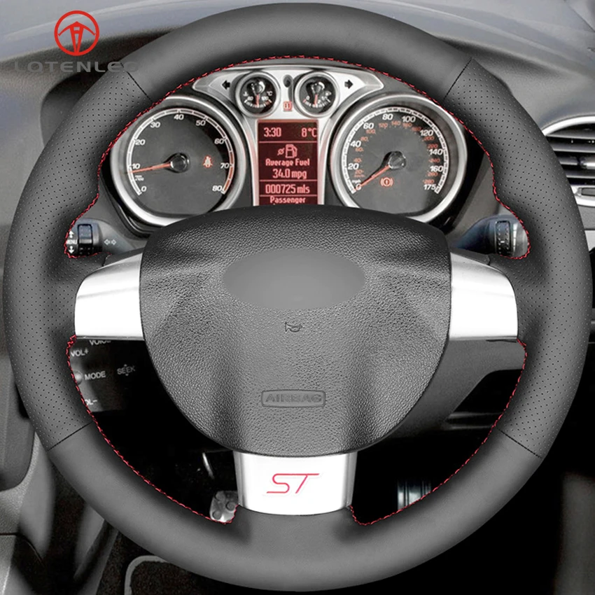 LQTENLEO черная искусственная кожа DIY крышка рулевого колеса автомобиля для Ford Focus ST 2005-2010 фокус RS 2005-2011 фокус 3 2005-2010